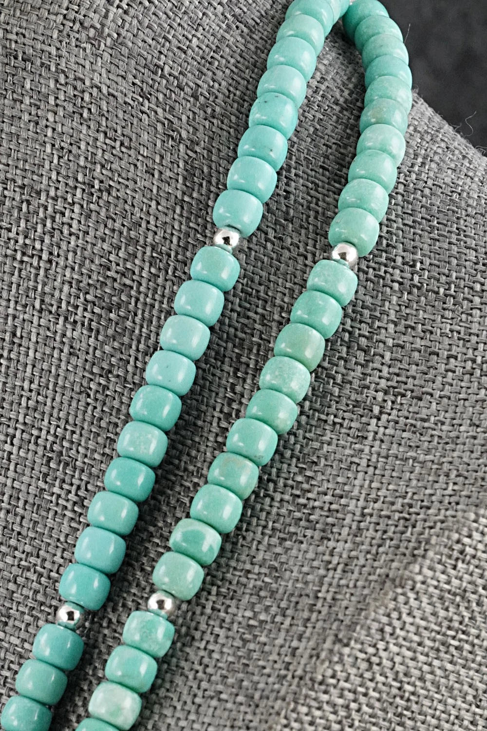 Turquoise & Sterling Silver Necklace 20" - Erika Brown