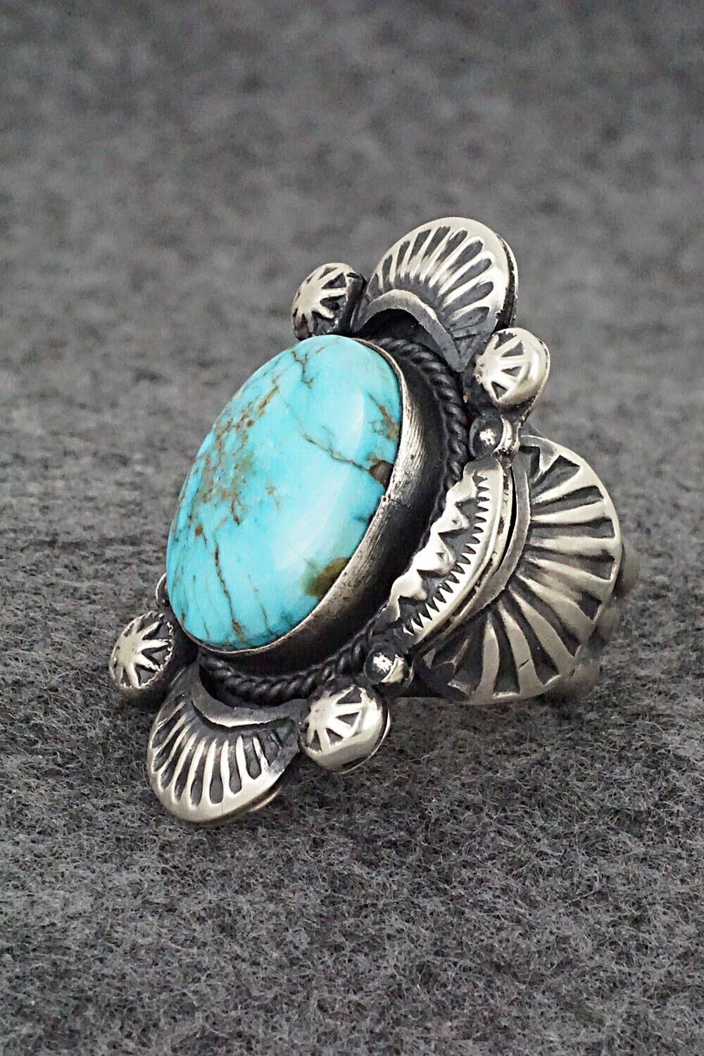 Turquoise & Sterling Silver Ring - Gilbert Tom - Size 9