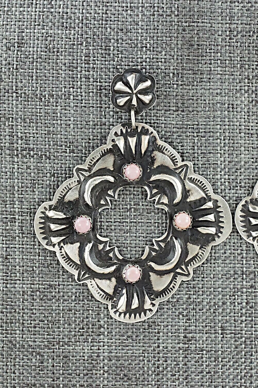 Pink Conch Shell & Sterling Silver Earrings - Leander Tahe