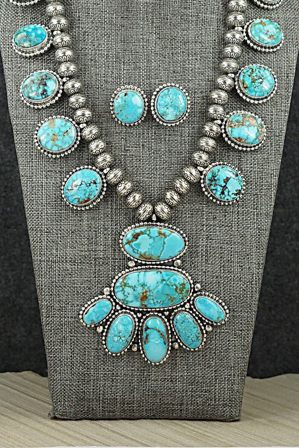 Turquoise & Sterling Silver Necklace and Earrings Set - Randy Boyd