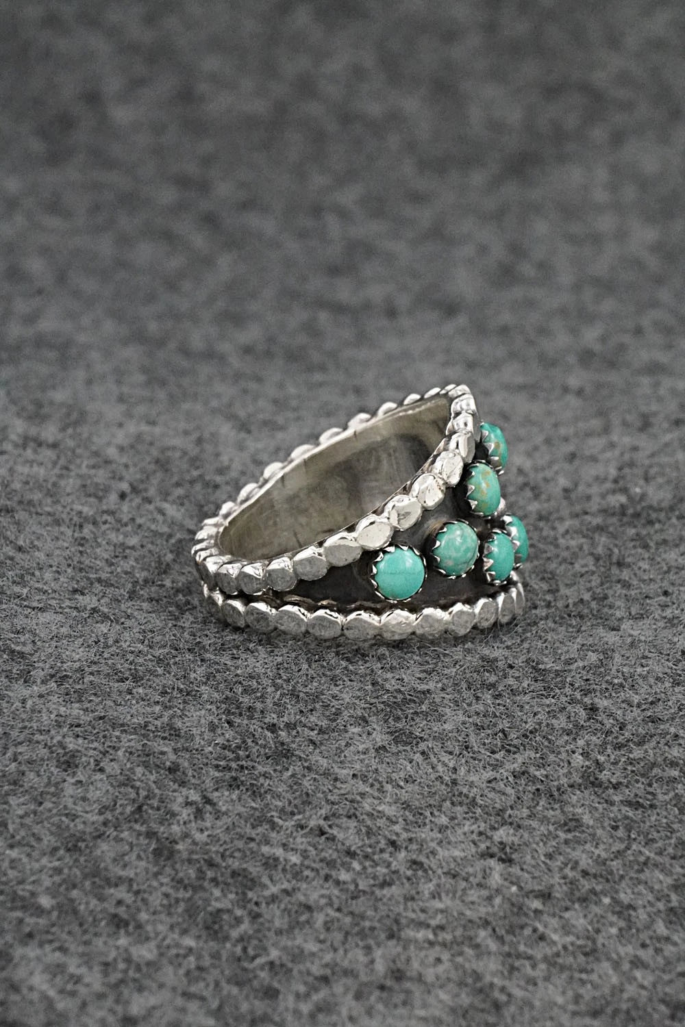 Turquoise & Sterling Silver Ring - Kenny Lonjose - Size 9.5