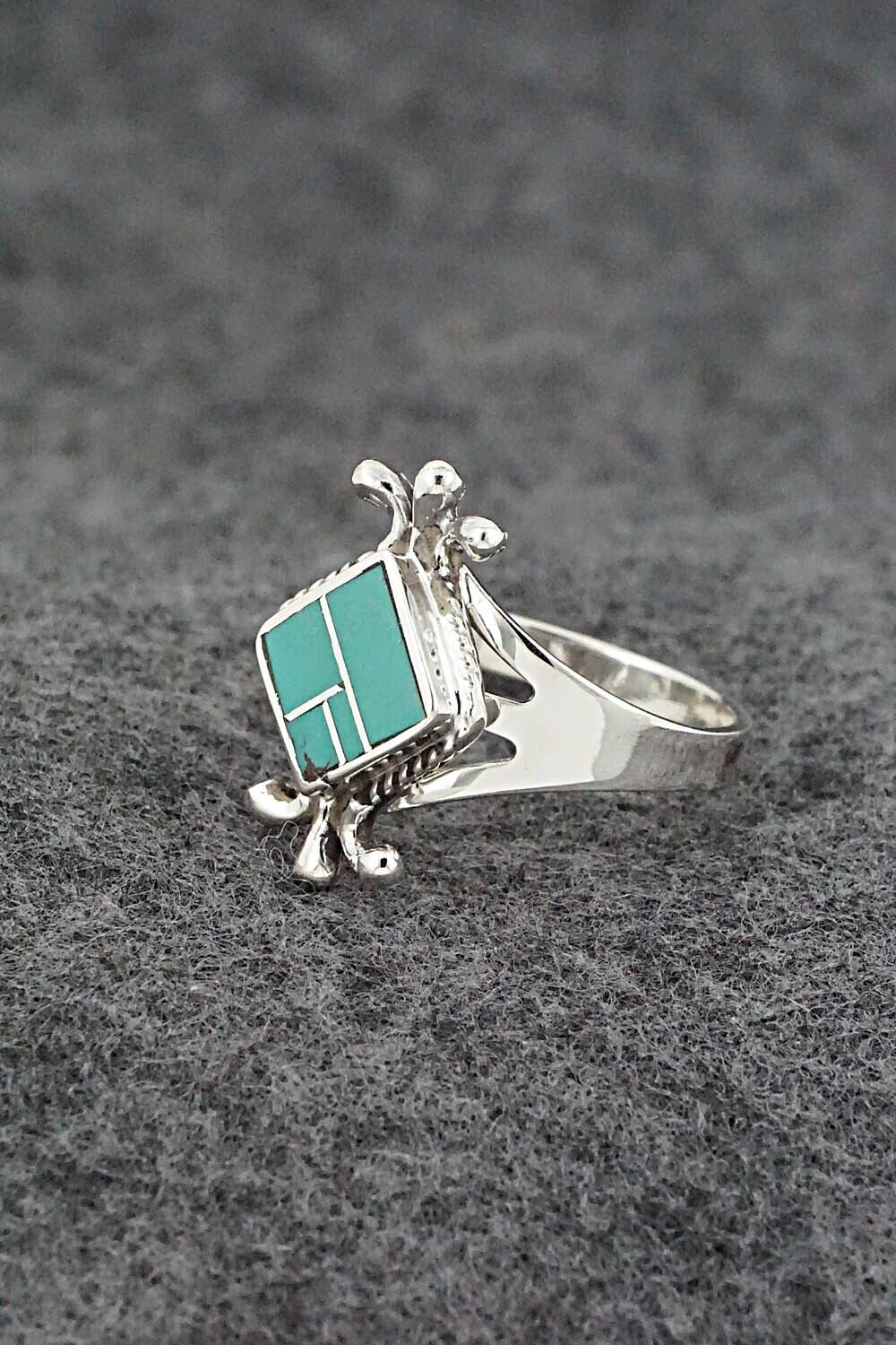 Turquoise & Sterling Silver Inlay Ring - James Manygoats - Size 9