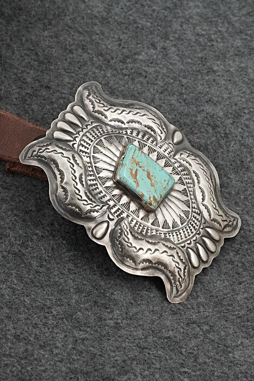 Turquoise, Sterling Silver & Leather Concho Belt - Dan Morgan