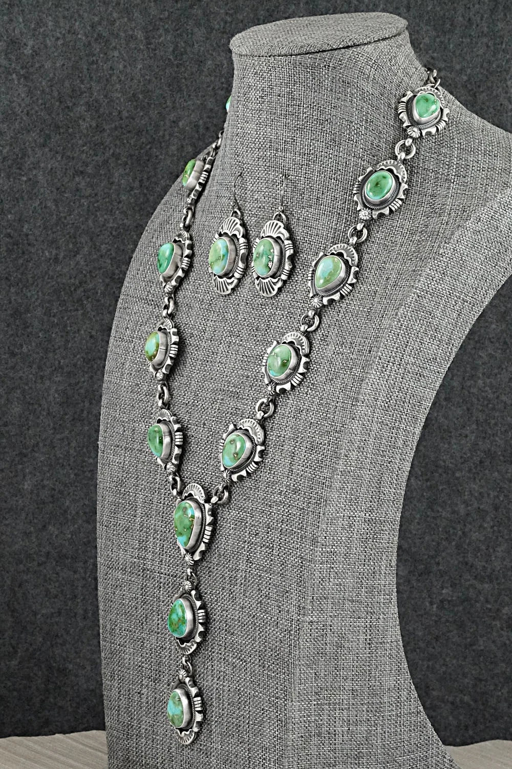 Turquoise & Sterling Silver Necklace and Earrings Set - Jackson Hoskie