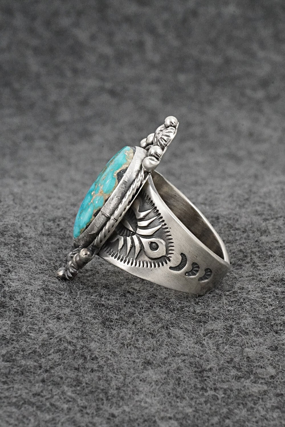 Turquoise & Sterling Silver Ring - Samuel Yellowhair - Size 8.5