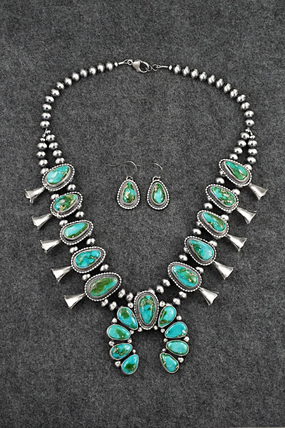 Turquoise & Sterling Silver Squash Blossom Set - Darrin Livingston