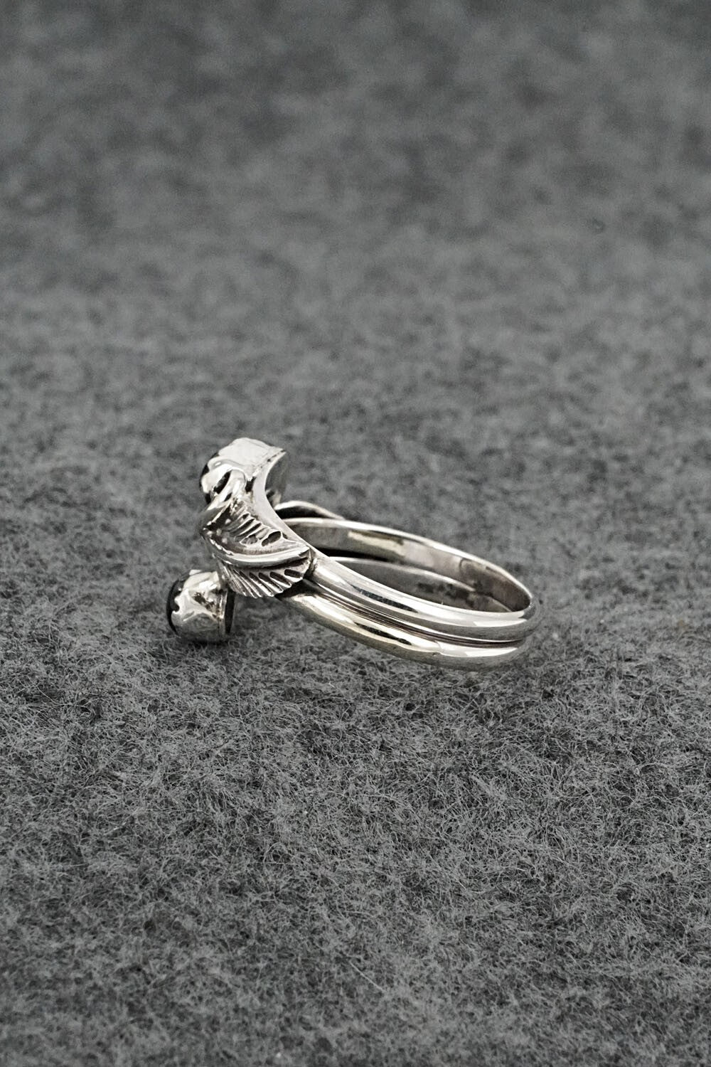 Onyx & Sterling Silver Ring - Harry B. Yazzie - Size 7