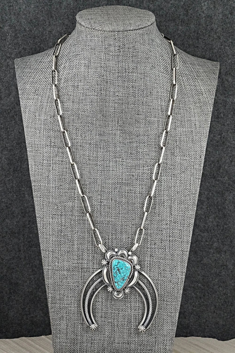 Turquoise & Sterling Silver Necklace - Raymond Delgarito