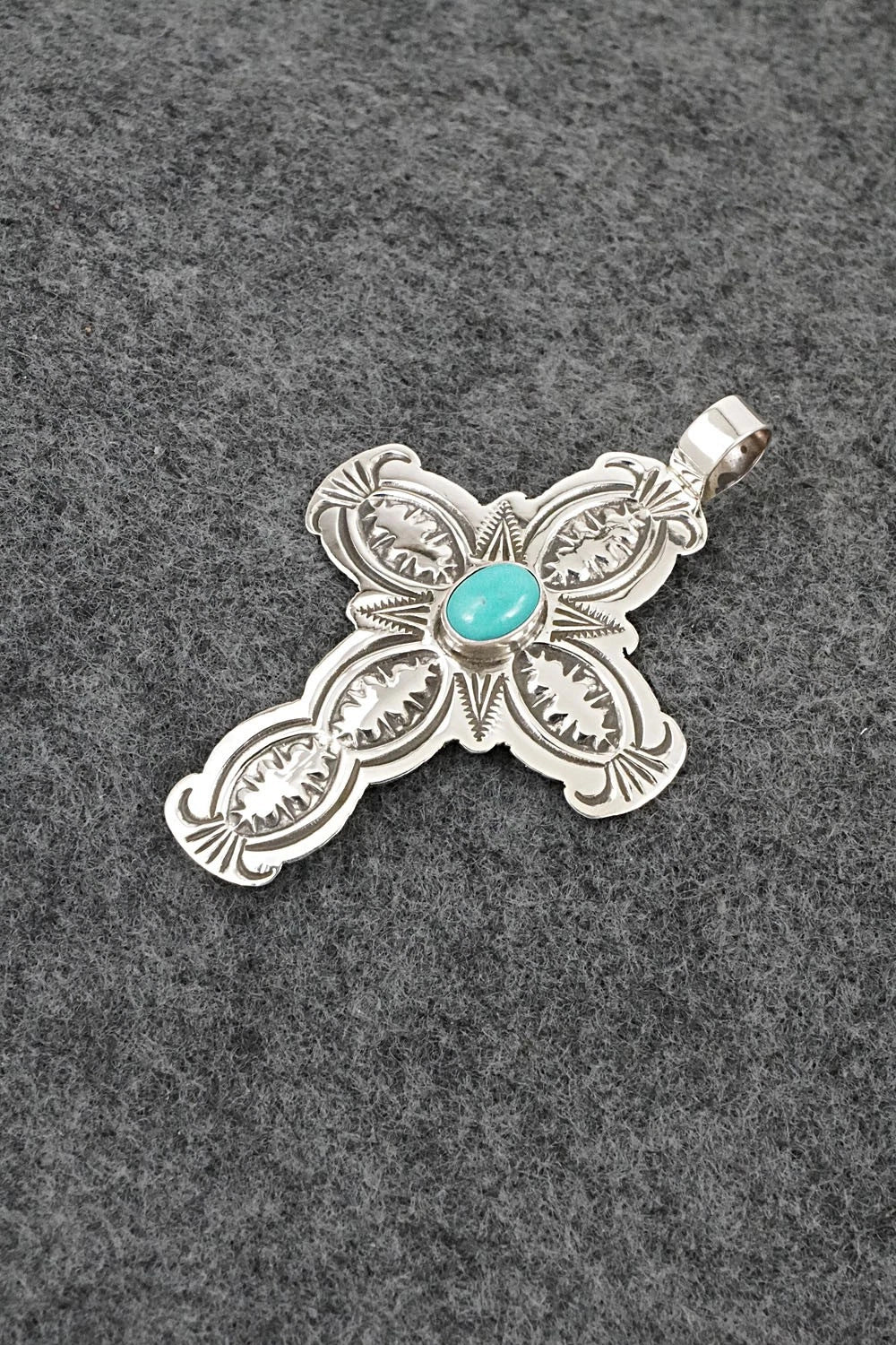 Turquoise & Sterling Silver Pendant - Arnold Blackgoat