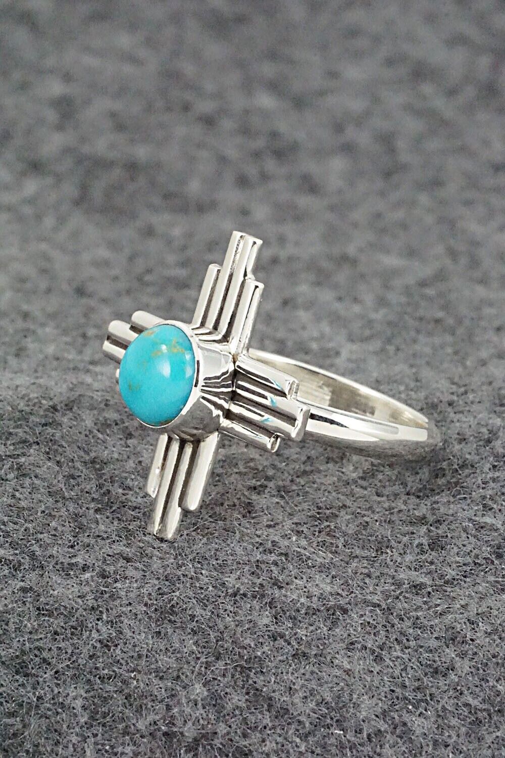 Turquoise and Sterling Silver Ring - Raymond Coriz - Size 9