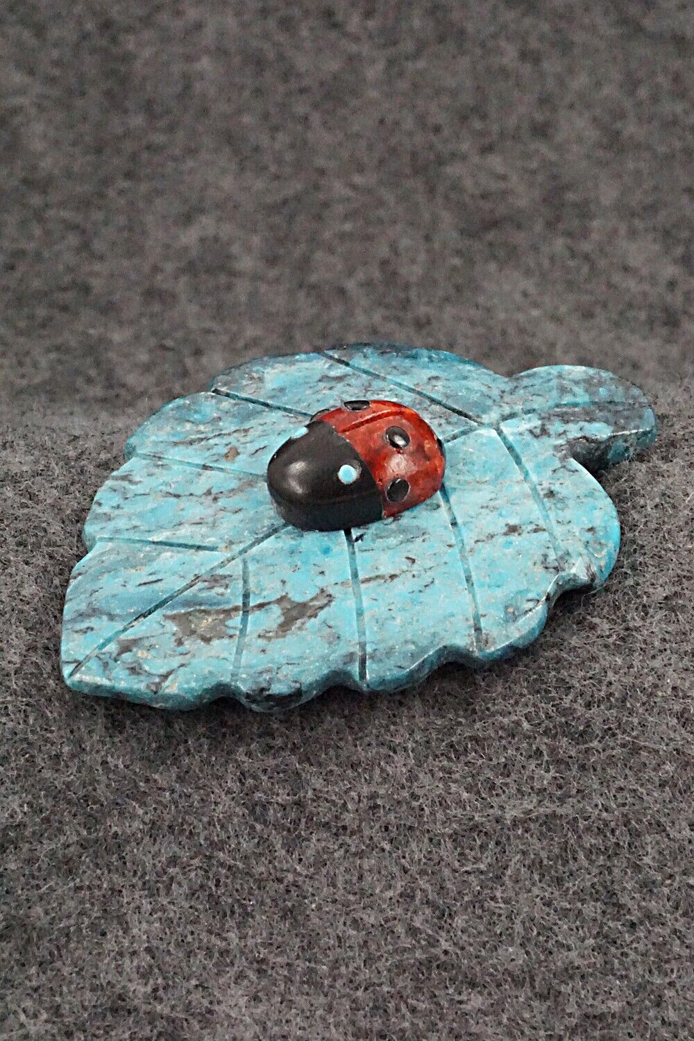 Ladybug on a Leaf Zuni Fetish Carving - Reynold Lunasee