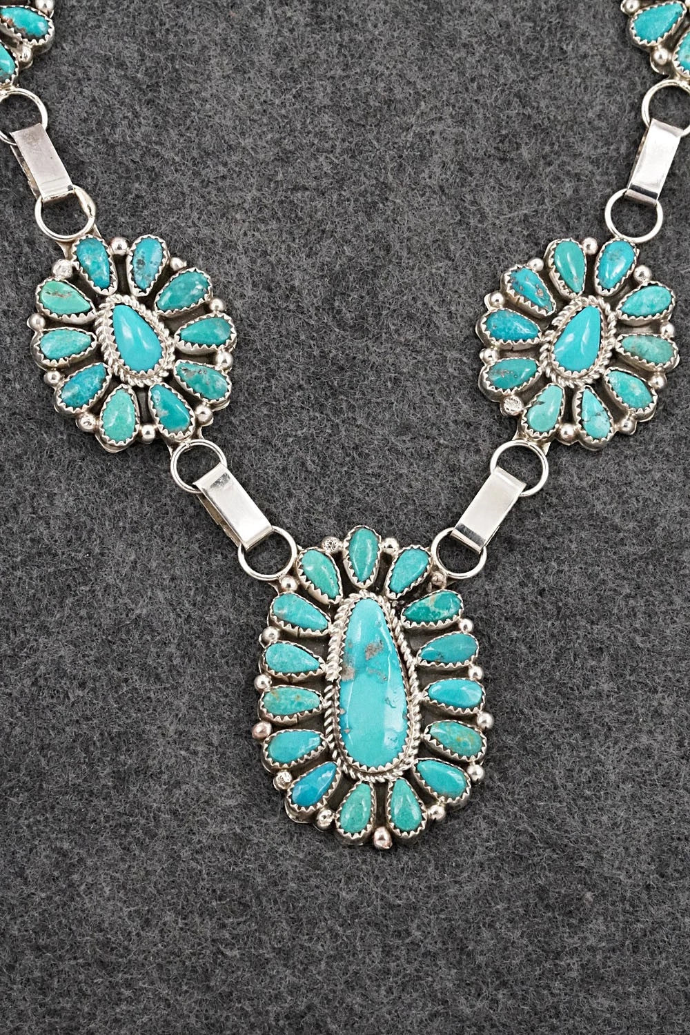 Turquoise & Sterling Silver Necklace and Earrings Set - Eunice Wilson