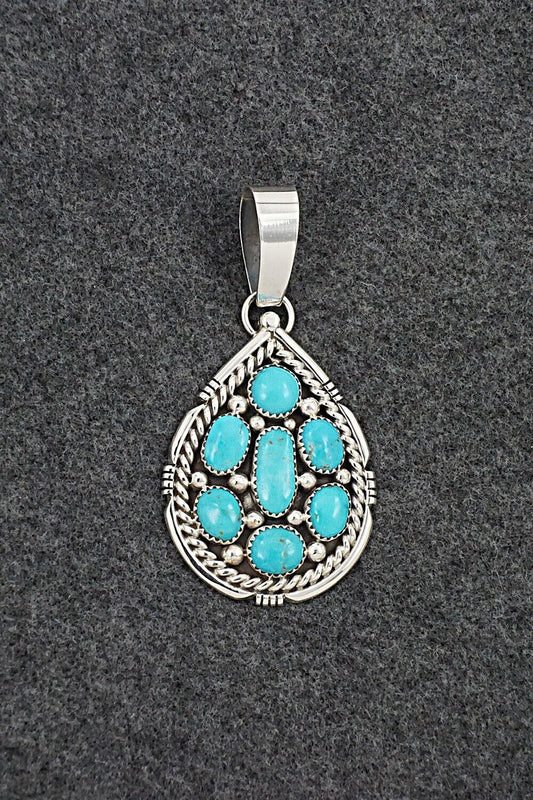 Turquoise & Sterling Silver Pendant - Chester Charley