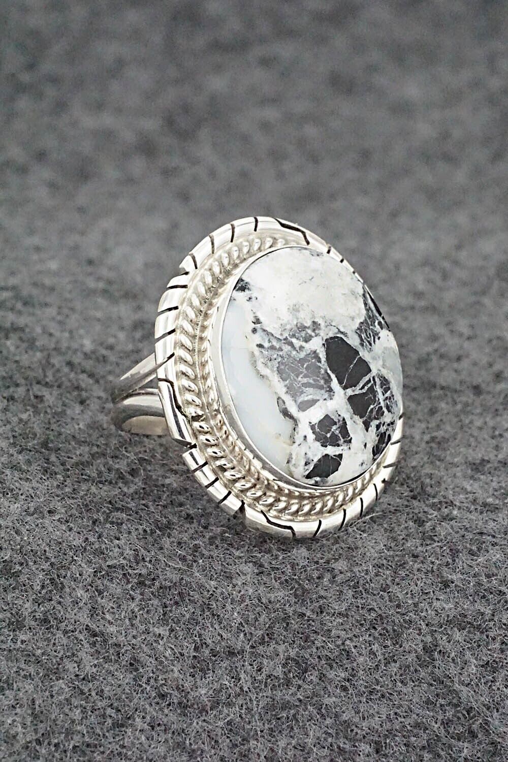 White Buffalo & Sterling Silver Ring - Peggy Skeets - Size 6.75