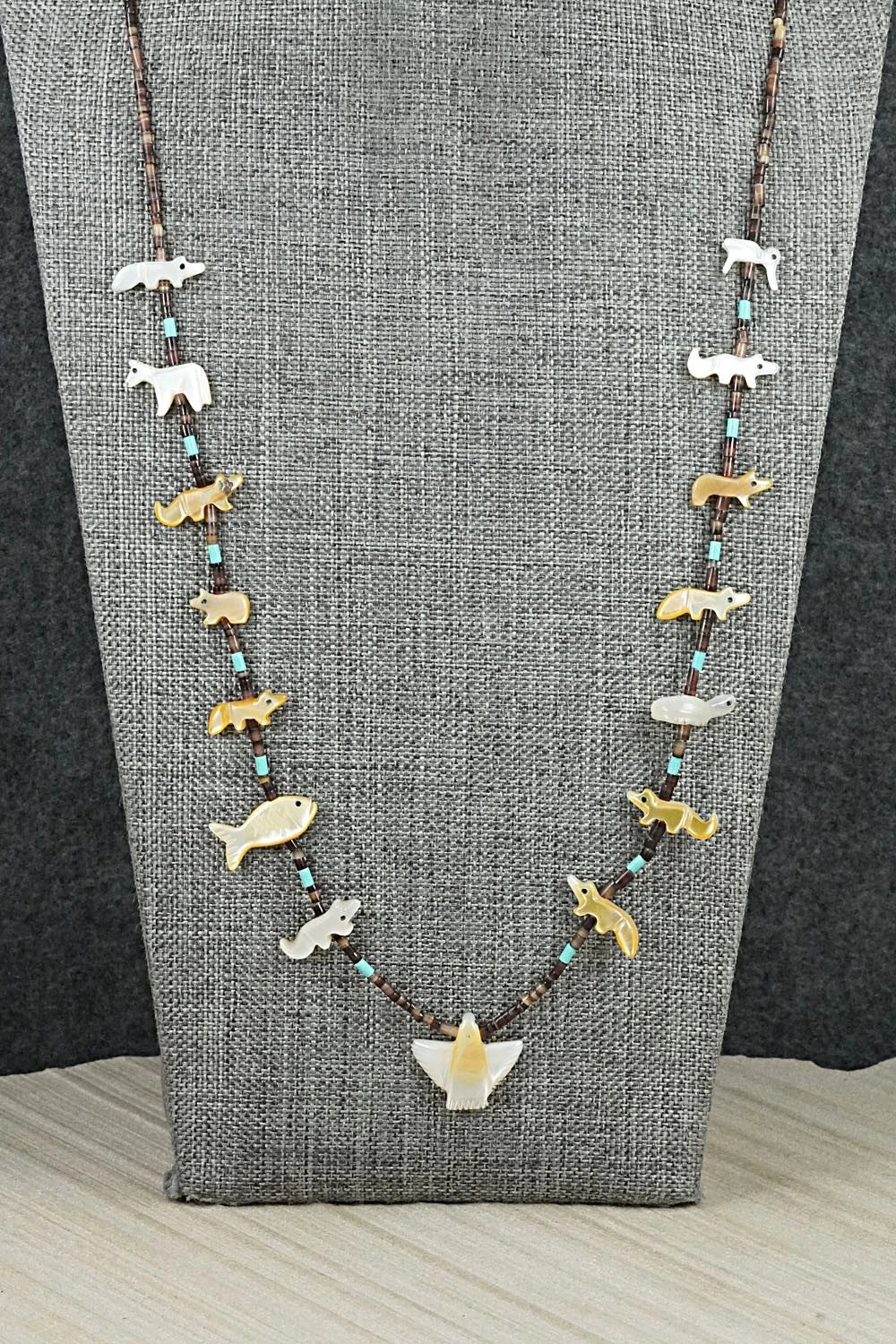 Multi-Stone Fetish Carving & Sterling Silver Necklace - Hector Goodluck