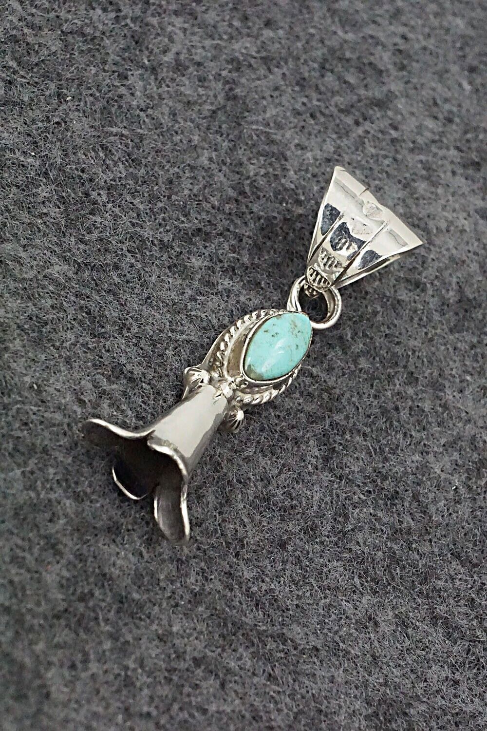 Turquoise & Sterling Silver Pendant - Sonyei Coho