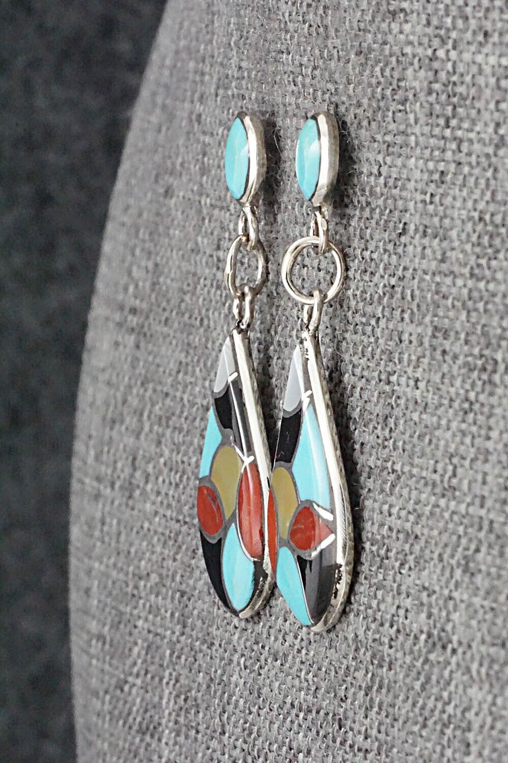 Multi-Stone & Sterling Silver Inlay Earrings - Delorna Lahi