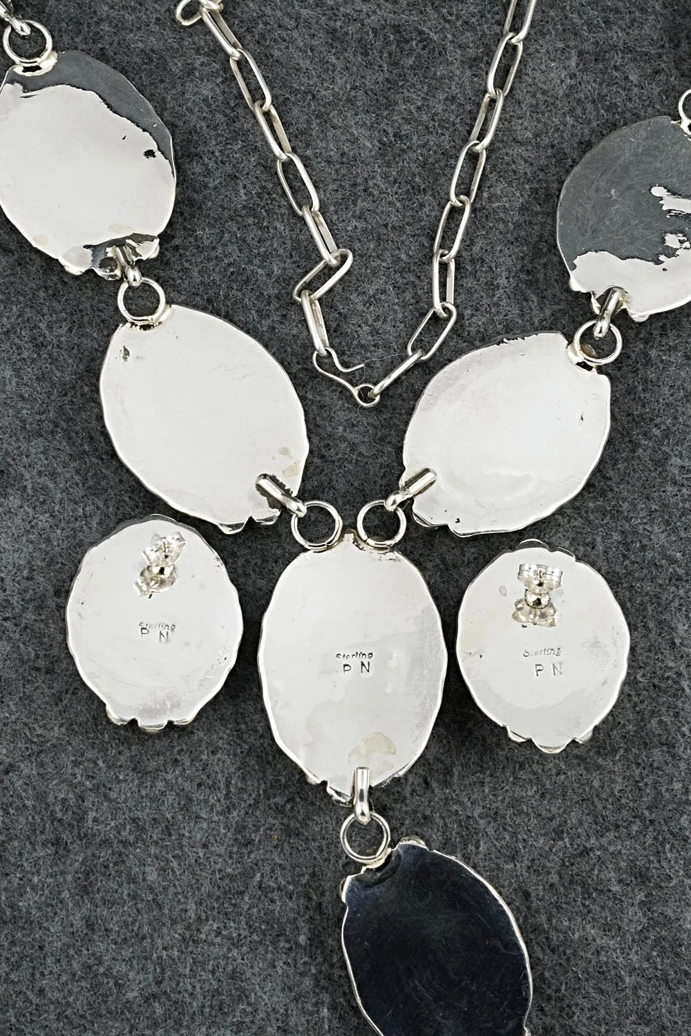 White Buffalo & Sterling Silver Necklace and Earrings Set - Phil Nez