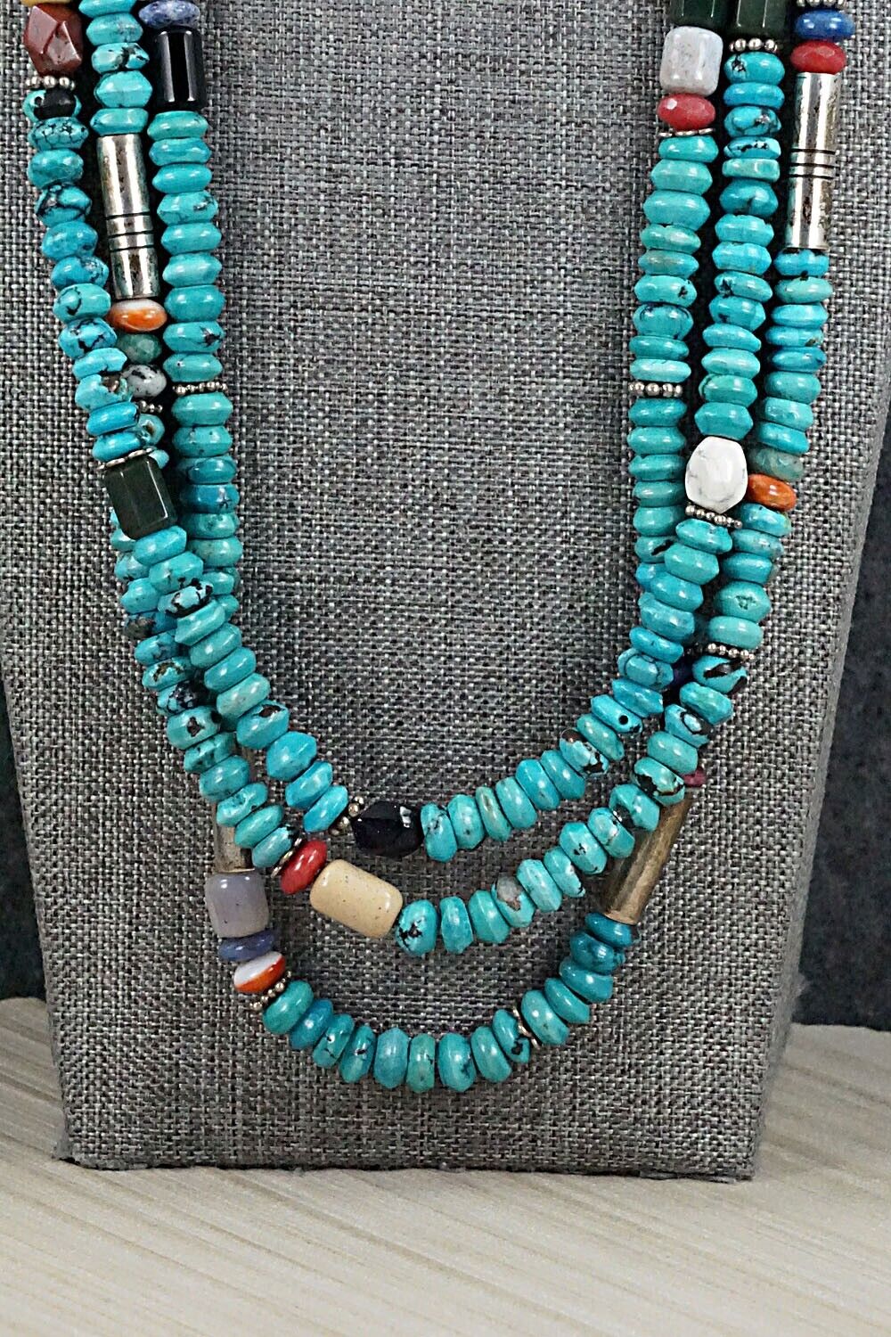 Multi Stone and Sterling Silver Necklace - Tommy Singer