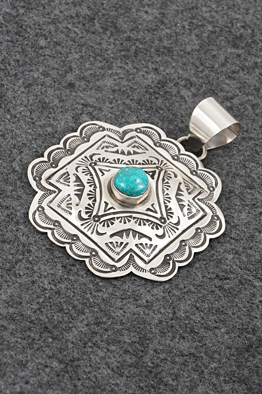 Turquoise & Sterling Silver Pendant - Arnold Blackgoat