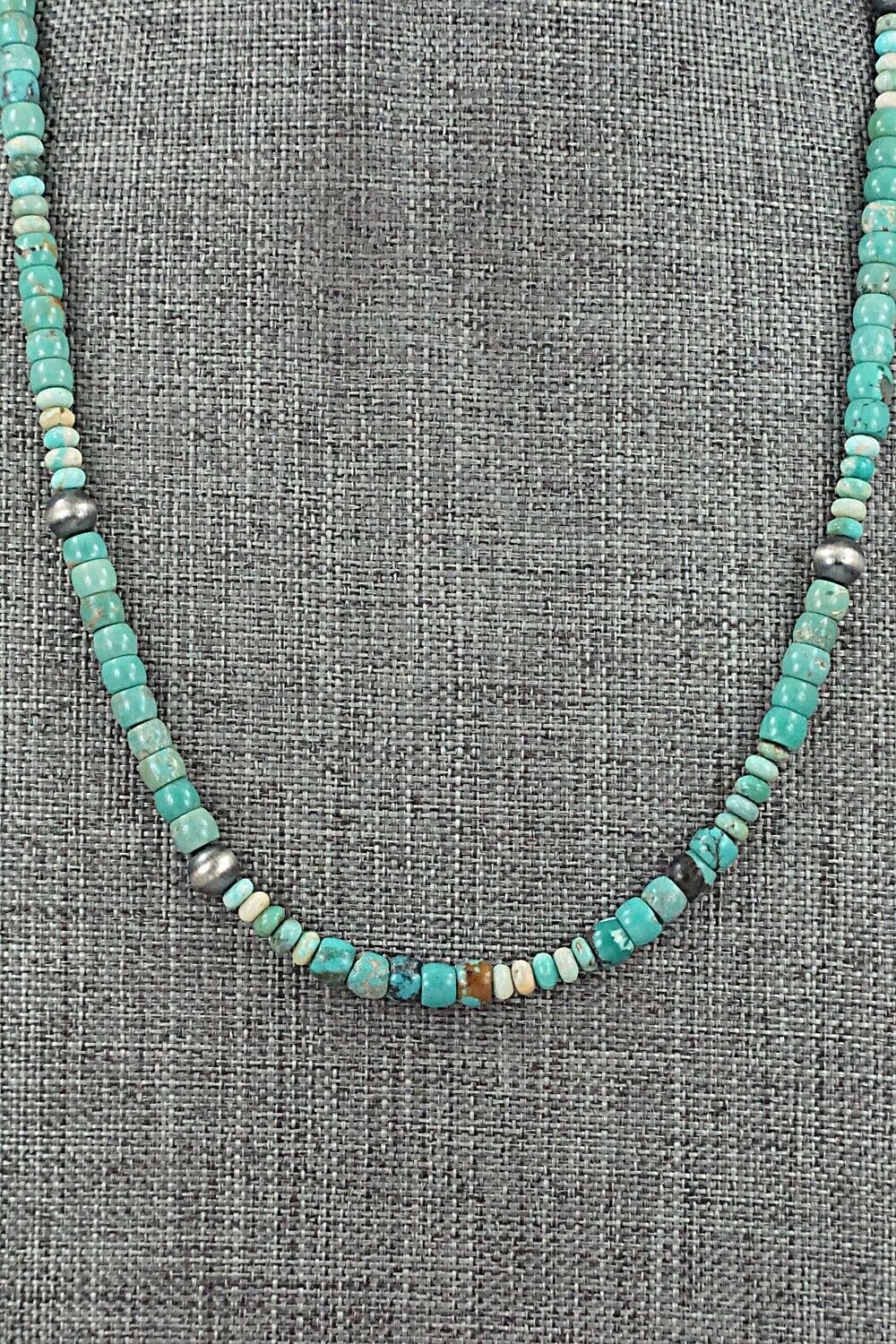 Turquoise & Sterling Silver Necklace 18" - Doreen Jake