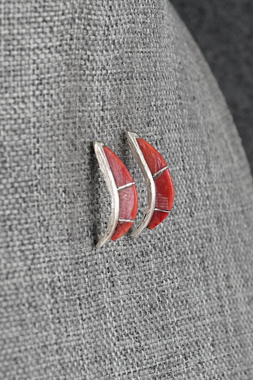Coral & Sterling Silver Earrings - Kent Lonjose