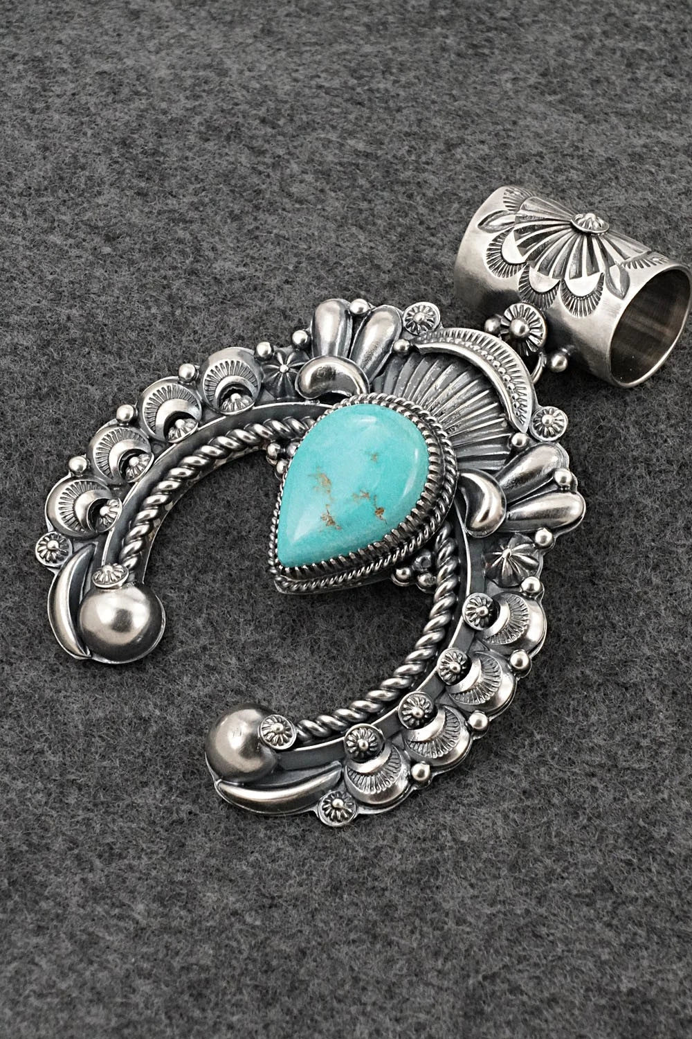 Turquoise & Sterling Silver Naja Pendant - Delbert Gordon