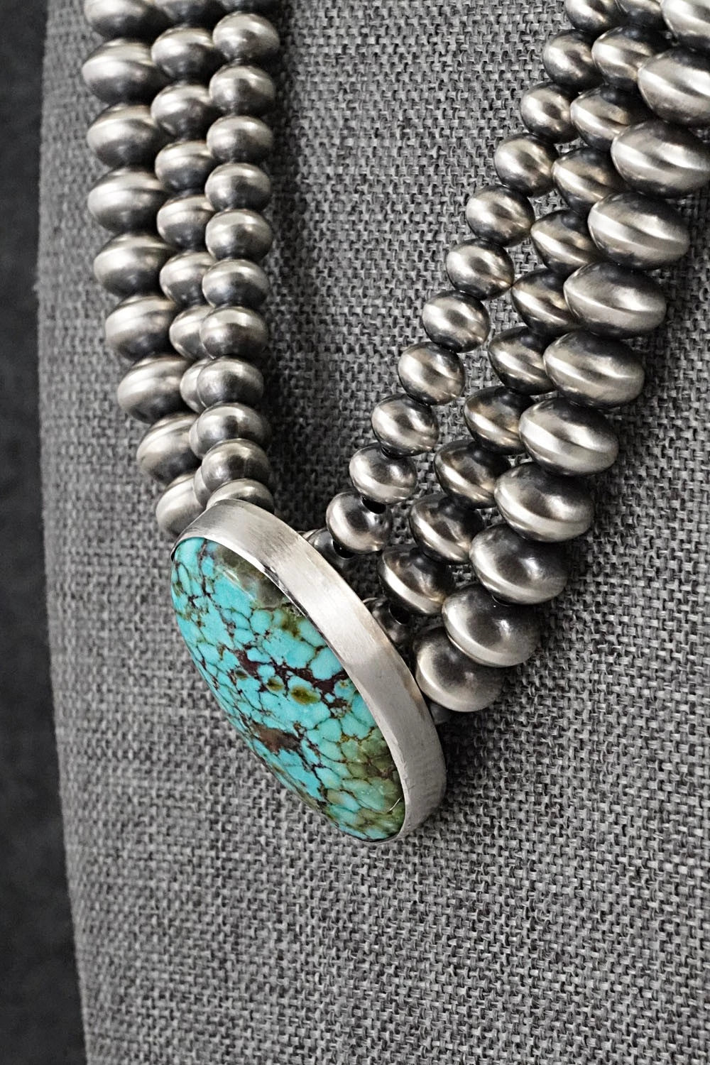 Turquoise & Sterling Silver Navajo Pearl Necklace - Gruber & Halwood