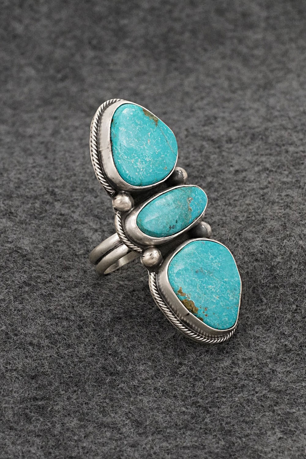 Turquoise & Sterling Silver Ring - Kathleen Livingston - Size 7.5 Adj.