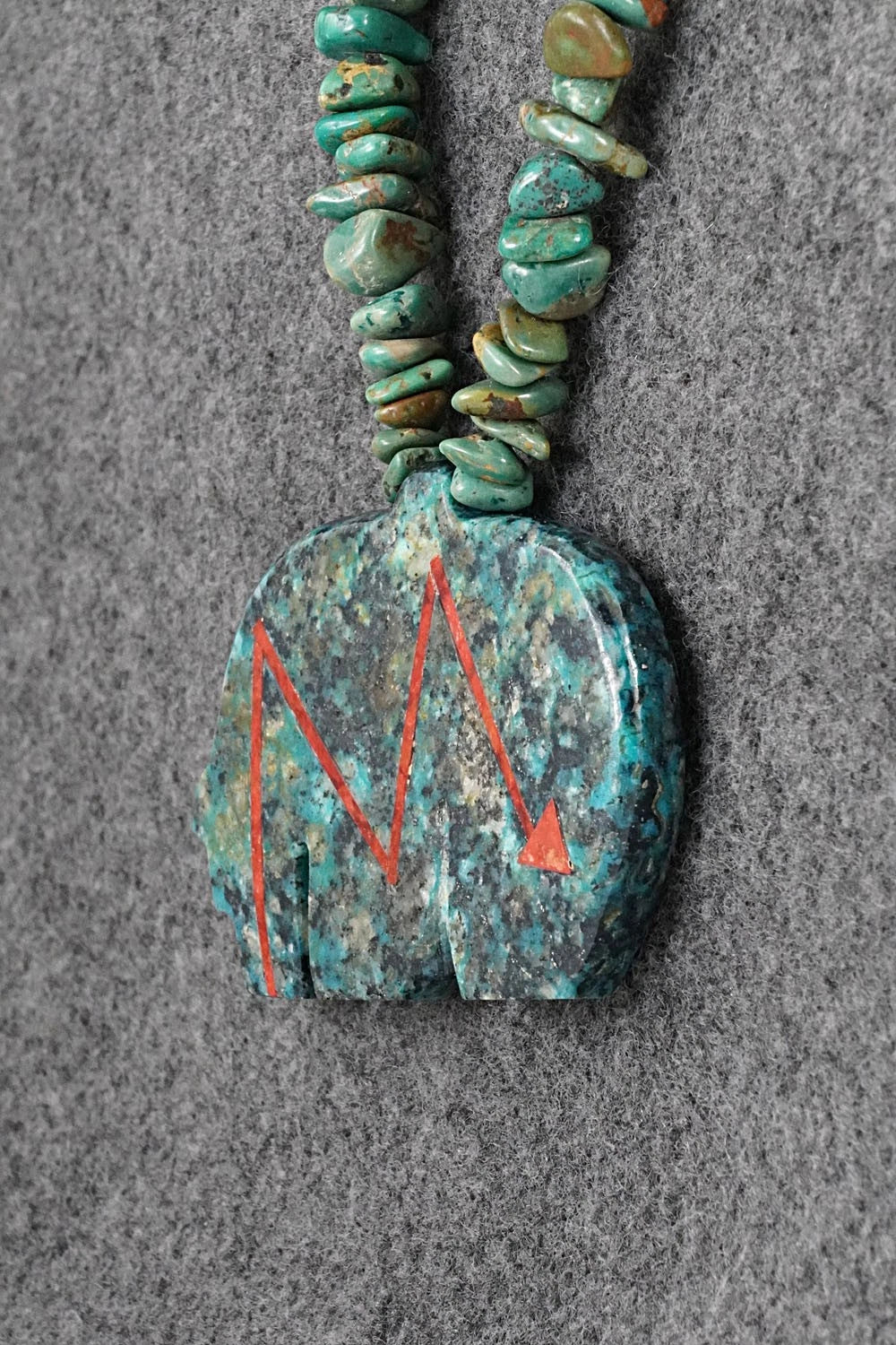 Turquoise Zuni Fetish Carving & Sterling Silver Necklace - Bernard Laiwakete