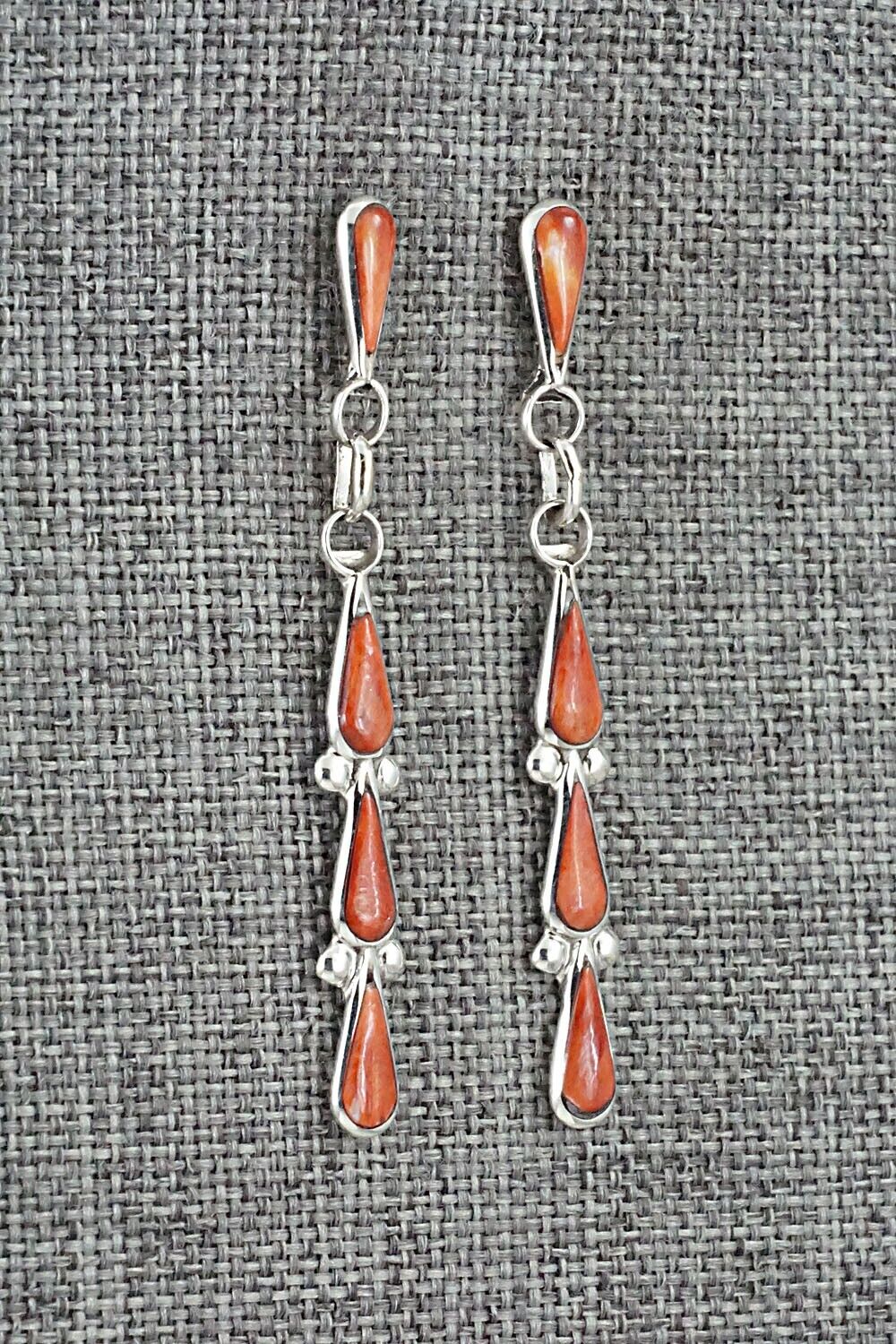 Spiny Oyster & Sterling Silver Earrings - Angela Gasper