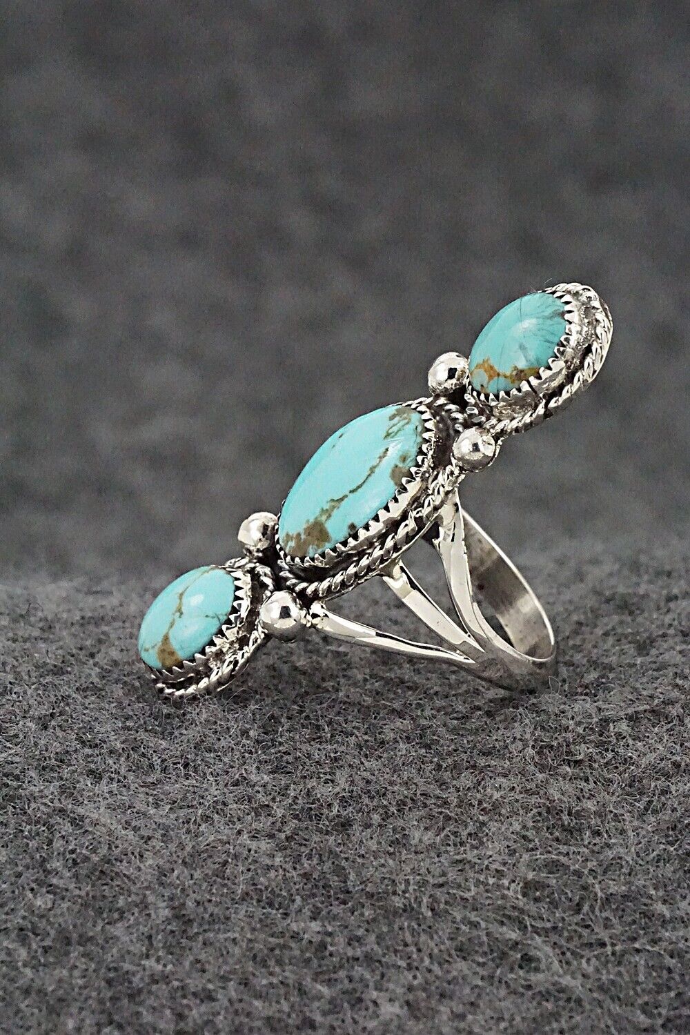Turquoise & Sterling Silver Ring - Ernest Hawthorne - Size 7.5