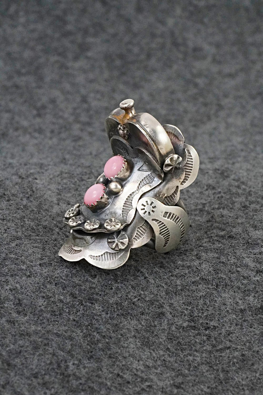 Pink Conch & Sterling Silver Ring - Tim Yazzie - Size 9