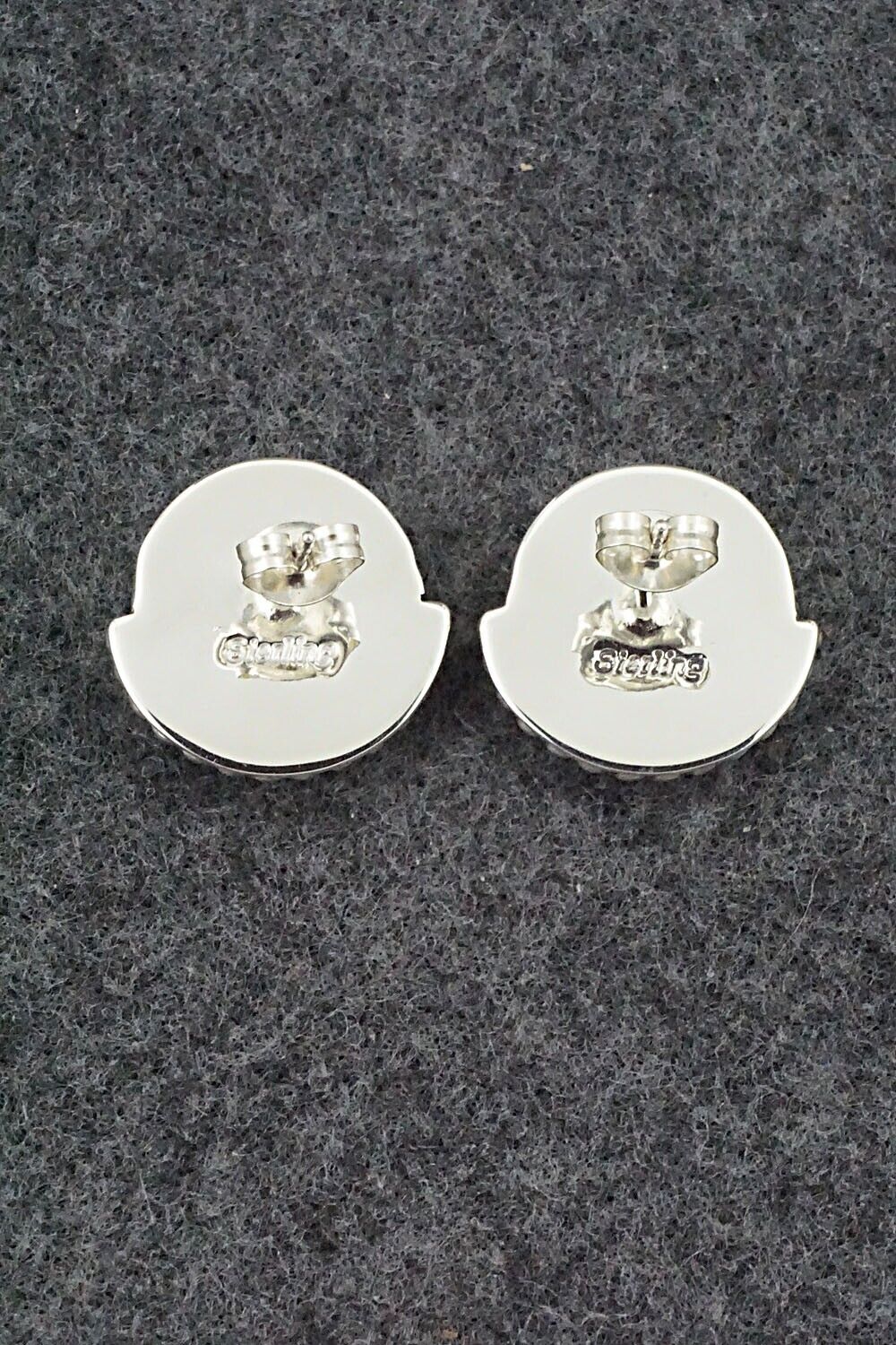 Wild Horse & Sterling Silver Inlay Earrings - Curtis Manygoats