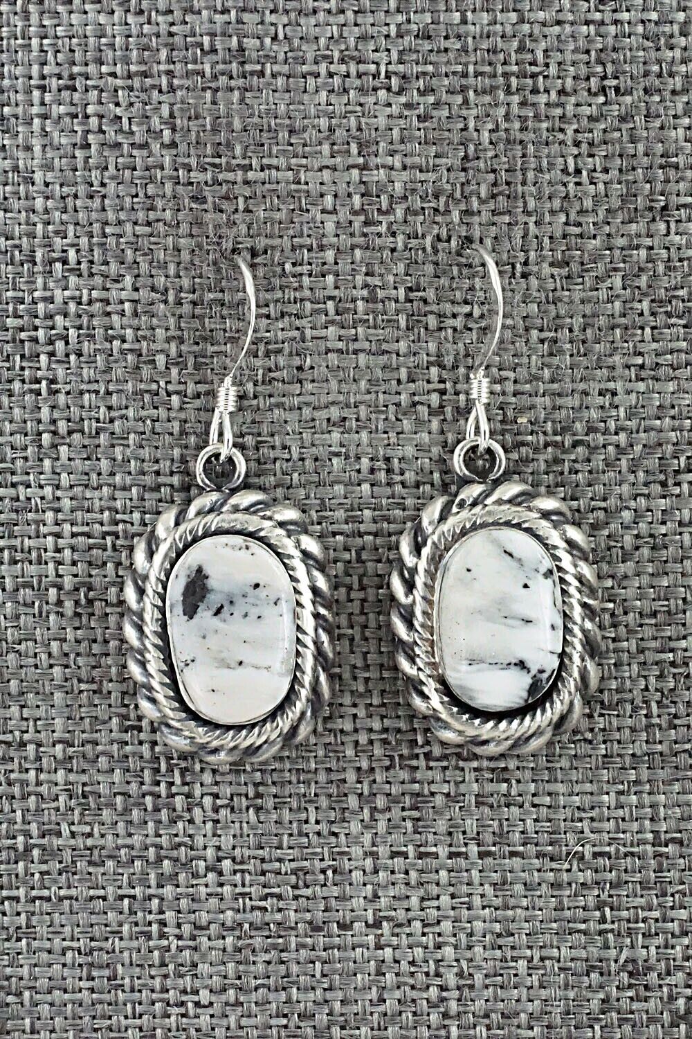 White Buffalo & Sterling Silver Earrings - Kenny Lonjose