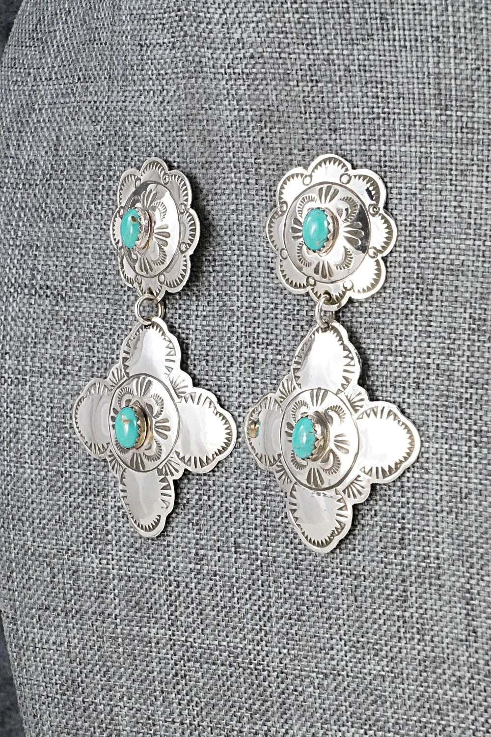 Turquoise & Sterling Silver Earrings - Bertha Begay