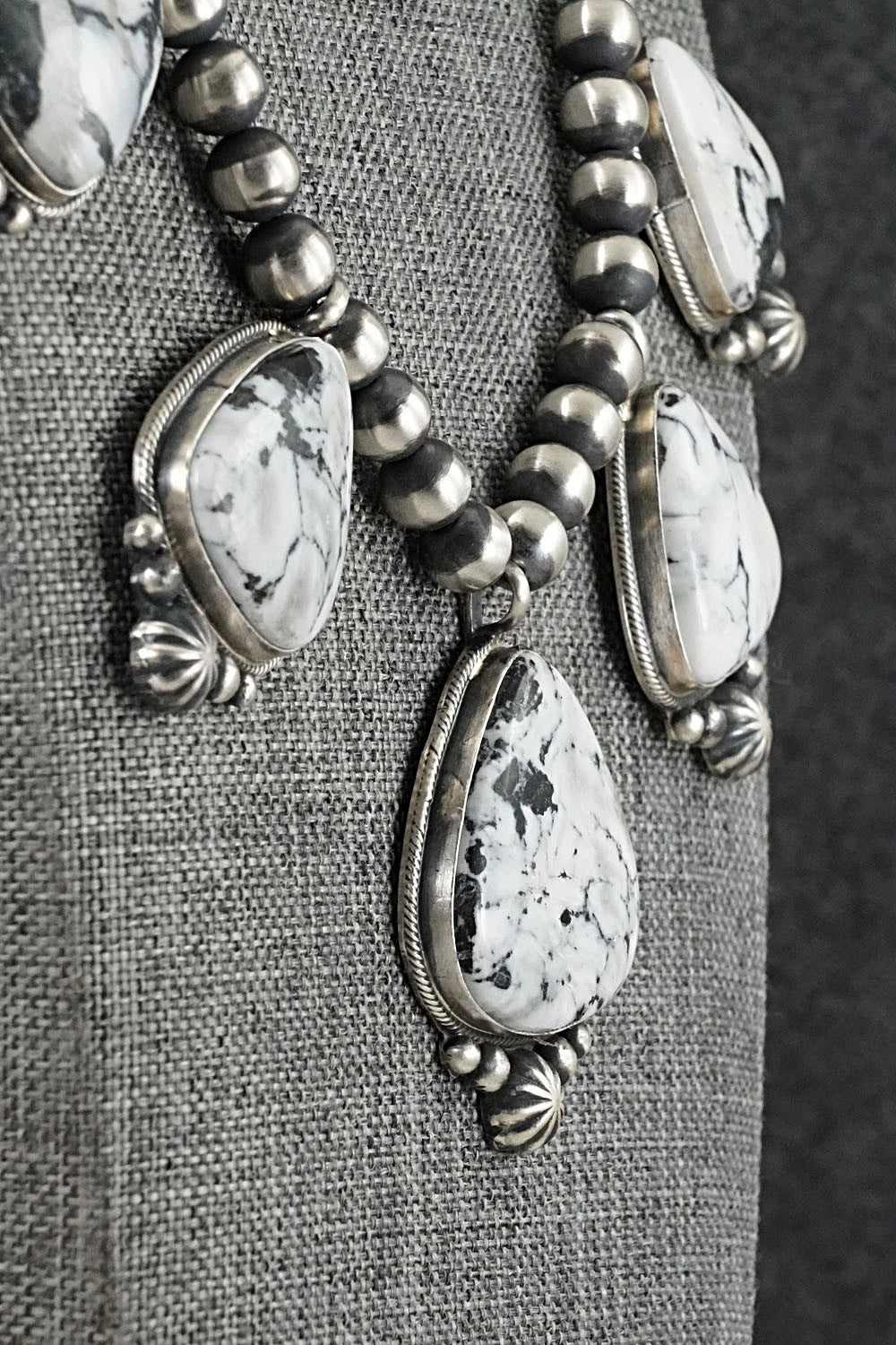 White Buffalo & Sterling Silver Necklace and Earrings Set - Darrin Livingston