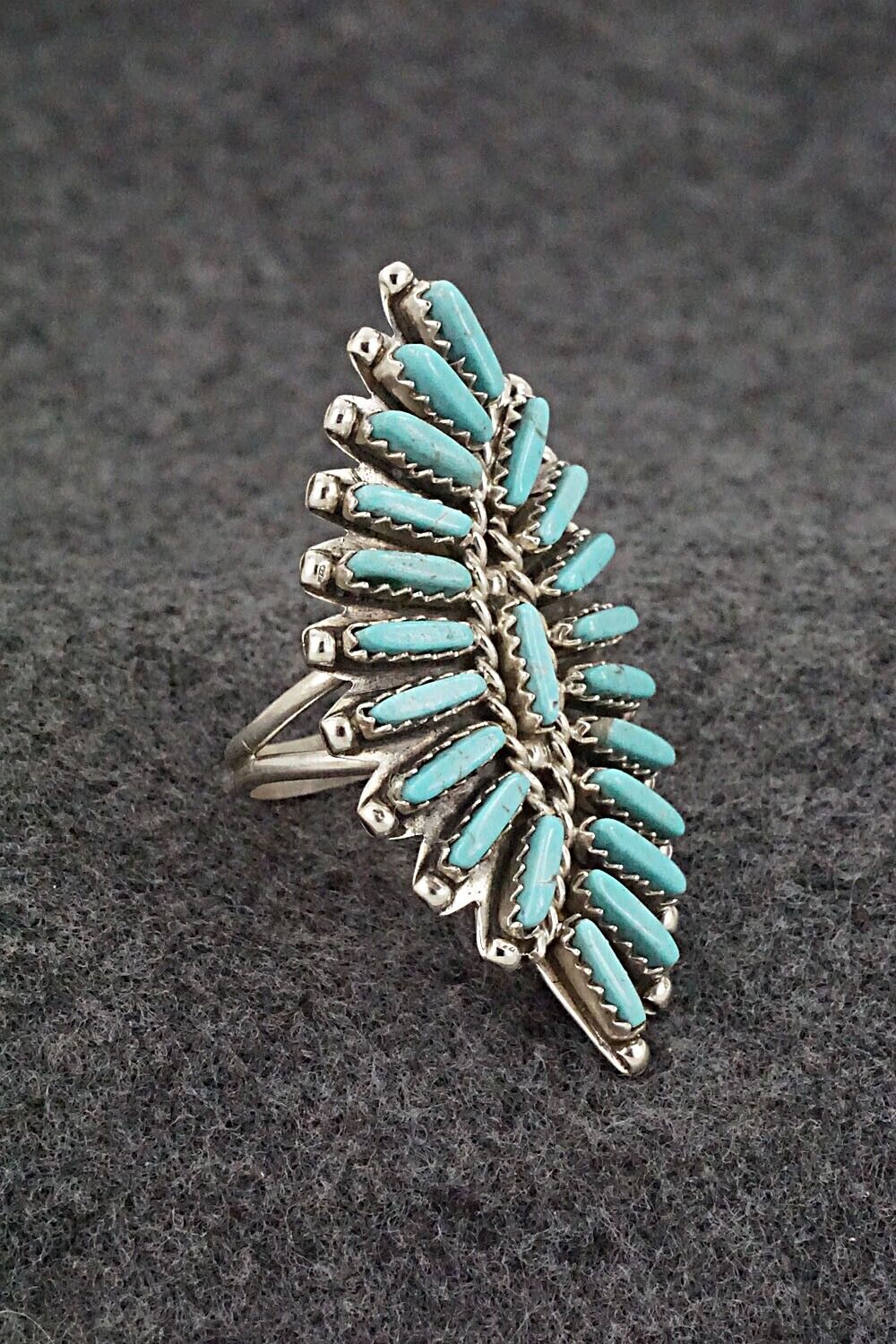 Turquoise & Sterling Silver Ring - Geraldine Faber - Size 8.75