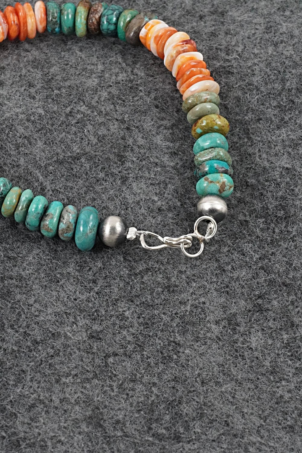 Turquoise, Spiny Oyster & Sterling Silver Bracelet - Doreen Jake