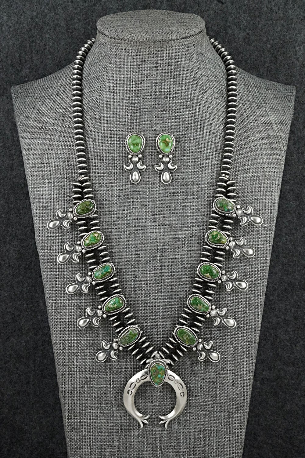 Turquoise & Sterling Silver Mini Squash Blossom Set - Adrienne Gordon