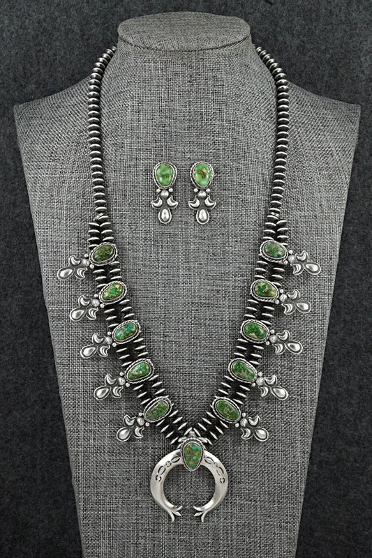 Turquoise & Sterling Silver Mini Squash Blossom Set - Adrienne Gordon