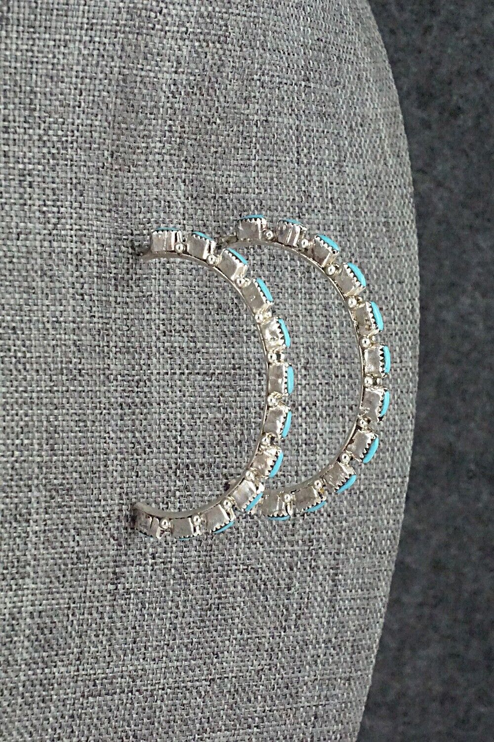 Turquoise & Sterling Silver Hoop Earrings - Aurelia Hughte