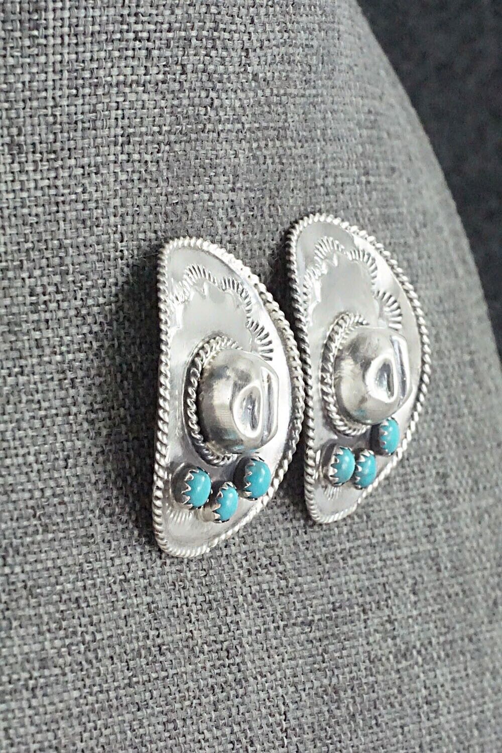 Turquoise & Sterling Silver Earrings - Bobby Platero