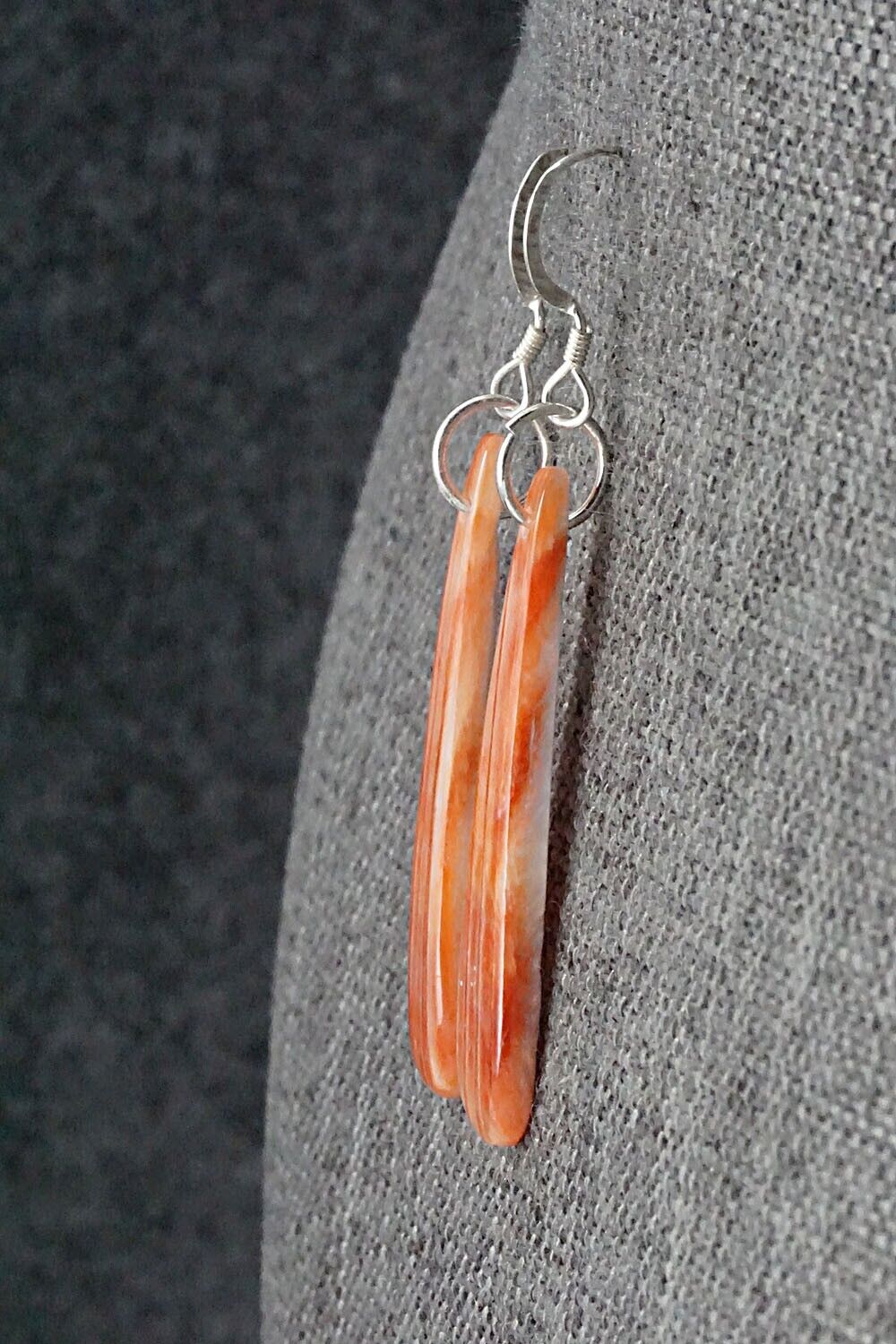 Spiny Oyster & Sterling Silver Earrings - Louise Pete