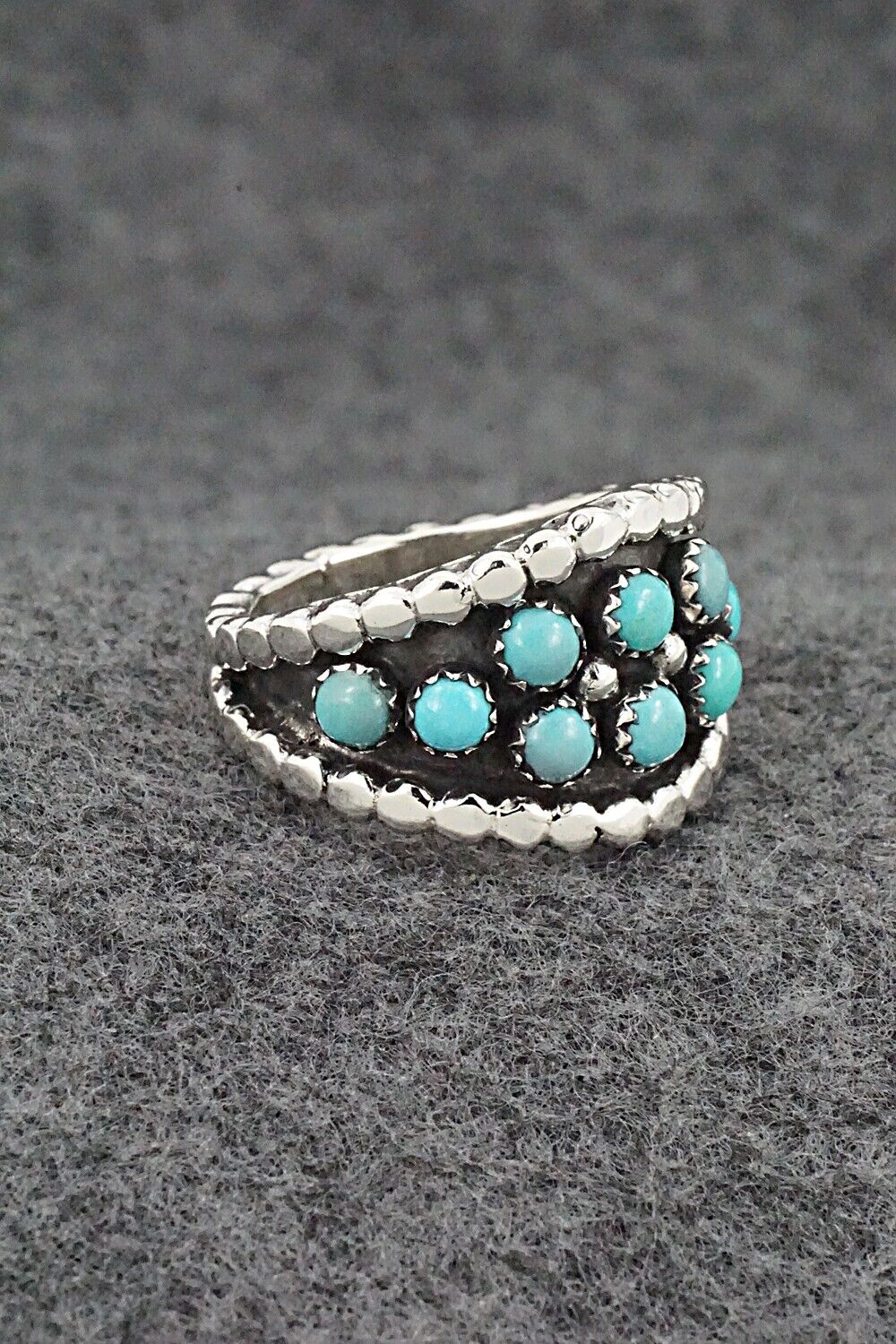 Turquoise & Sterling Silver Ring - Kenny Lonjose - Size 10