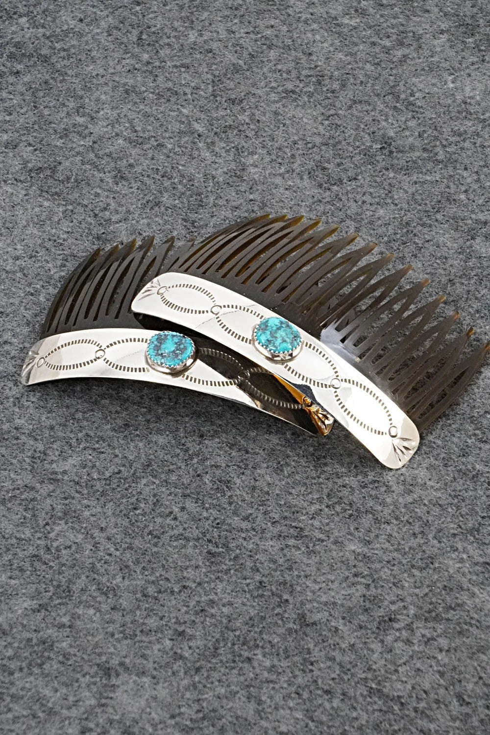 Turquoise & Sterling Silver Hair Combs - Joann Silver