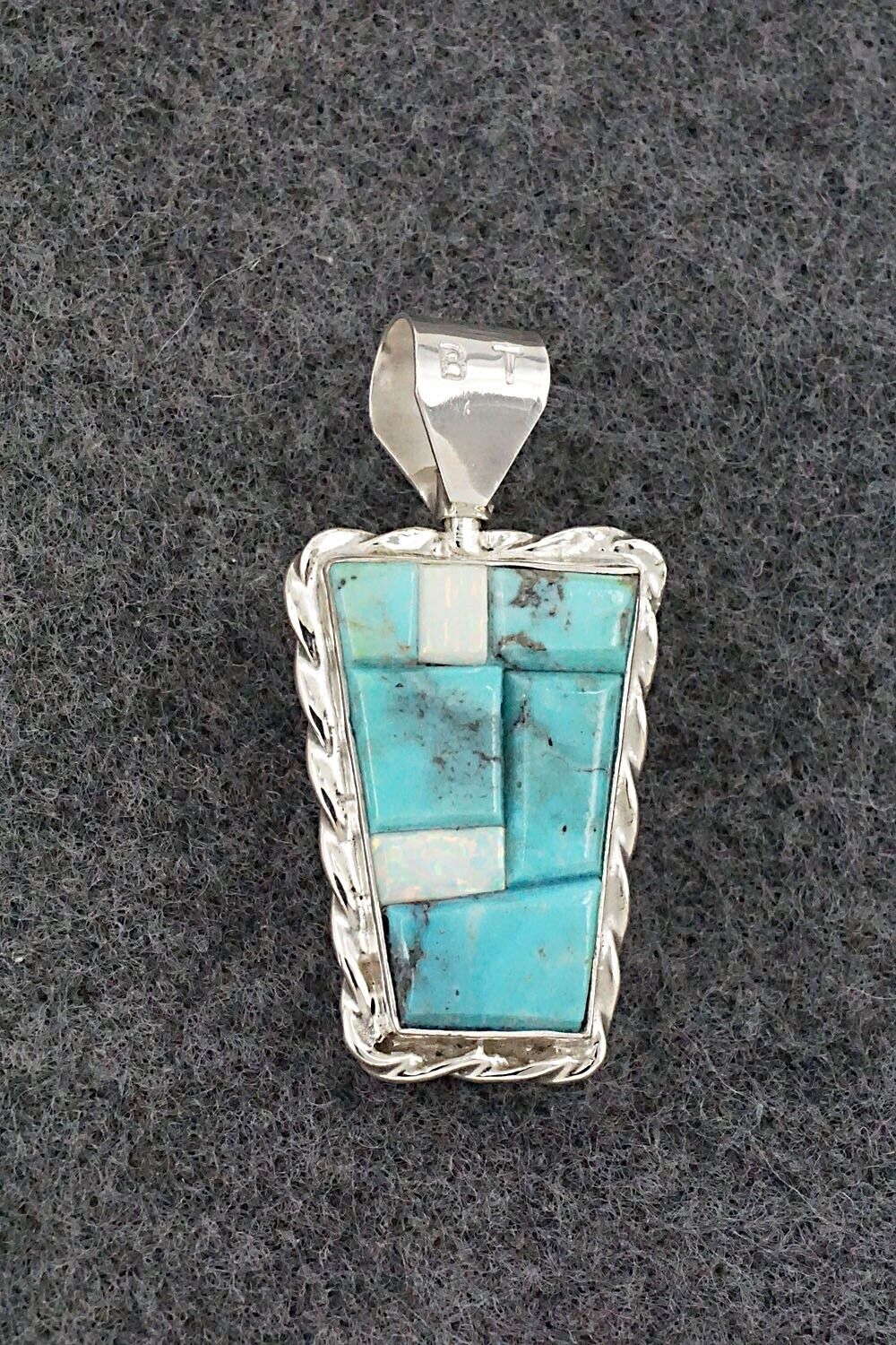 Turquoise, Opalite & Sterling Silver Double-Sided Pendant - Bevis Tsadasi