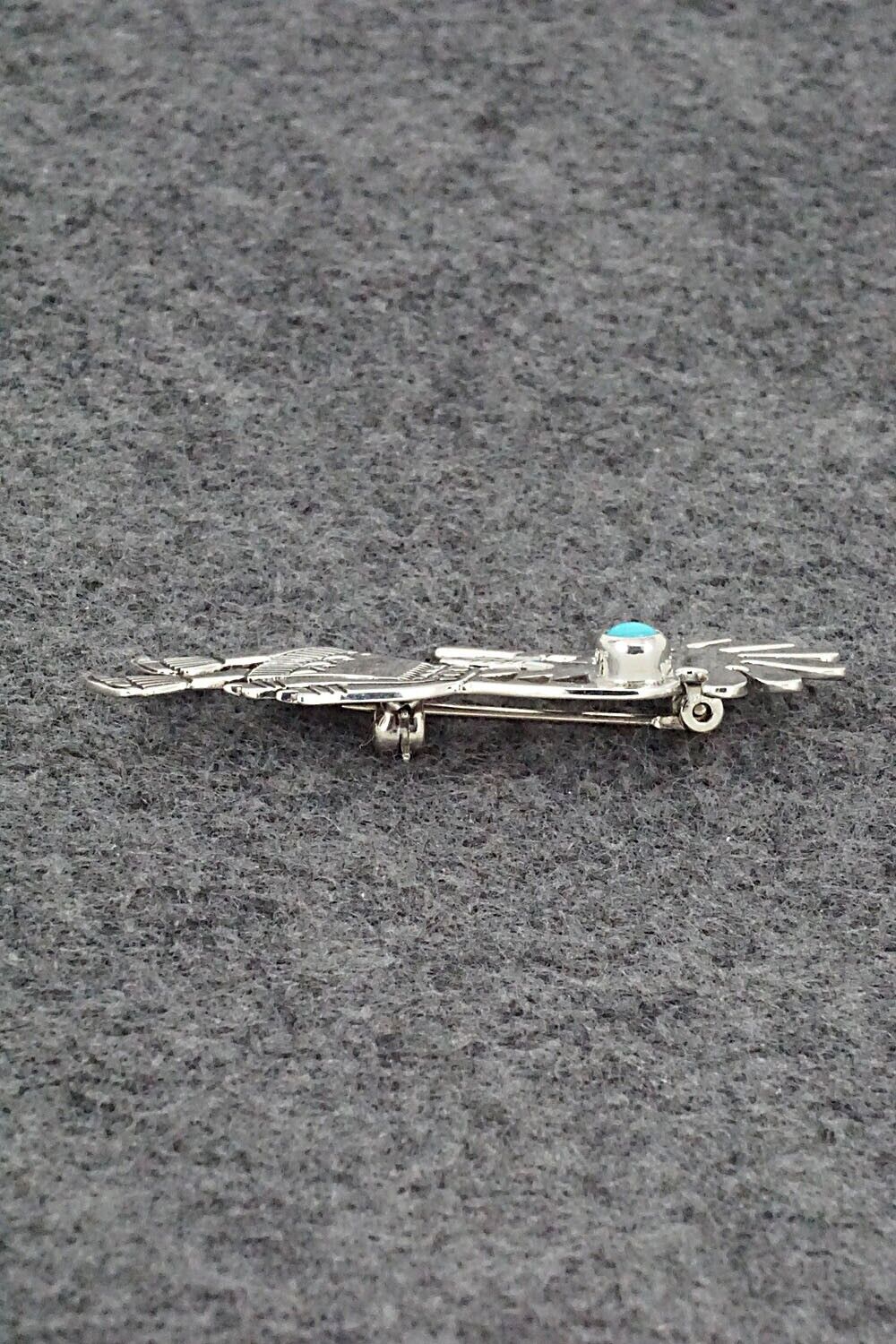 Turquoise & Sterling Silver Pin - Fred Guerro