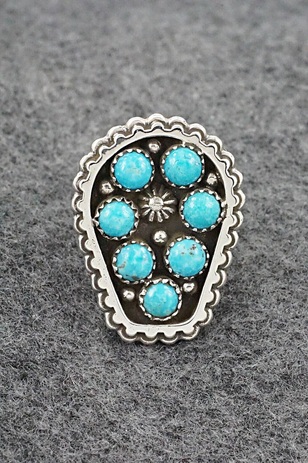 Turquoise & Sterling Silver Ring - Kenny Lonjose - Size 7