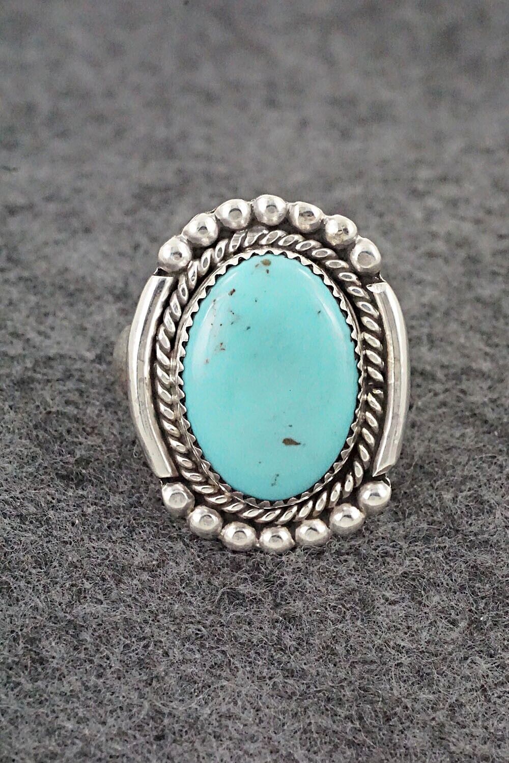 Turquoise & Sterling Silver Ring - Kenny Calavaza - Size 8.5